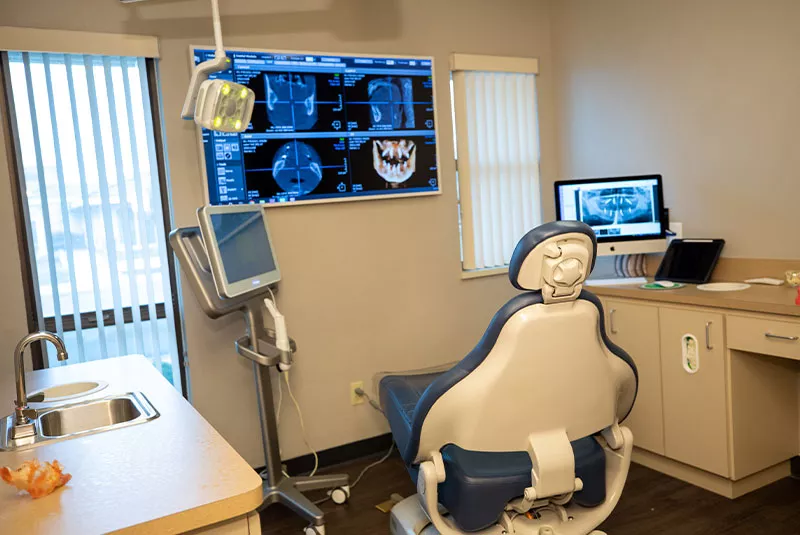 Patient room with dental chair